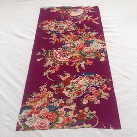 Listing 8 of 10 for Japanese Vintage Silk Kimono Panel Fabric Piece Bright Floral Print