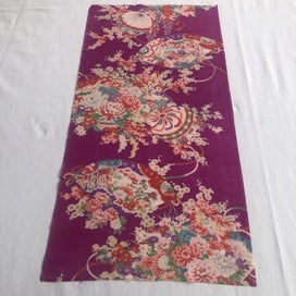 Listing 9 of 10 for Japanese Vintage Silk Kimono Panel Fabric Piece Bright Floral Print