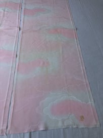 Listing 4 of 20 for Vintage Pink Woven Cloud Japanese Silk Kimono Fabric Panels X2