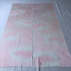 Listing 5 of 20 for Vintage Pink Woven Cloud Japanese Silk Kimono Fabric Panels X2