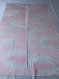 Listing 9 of 20 for Vintage Pink Woven Cloud Japanese Silk Kimono Fabric Panels X2