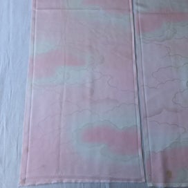 Listing 11 of 20 for Vintage Pink Woven Cloud Japanese Silk Kimono Fabric Panels X2