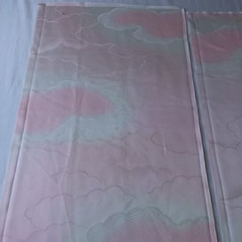 Listing 12 of 20 for Vintage Pink Woven Cloud Japanese Silk Kimono Fabric Panels X2