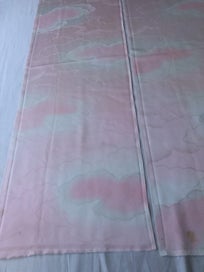Listing 13 of 20 for Vintage Pink Woven Cloud Japanese Silk Kimono Fabric Panels X2
