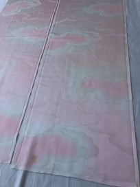 Listing 14 of 20 for Vintage Pink Woven Cloud Japanese Silk Kimono Fabric Panels X2