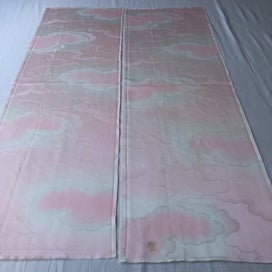 Listing 15 of 20 for Vintage Pink Woven Cloud Japanese Silk Kimono Fabric Panels X2