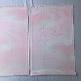 Listing 17 of 20 for Vintage Pink Woven Cloud Japanese Silk Kimono Fabric Panels X2