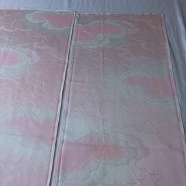 Listing 19 of 20 for Vintage Pink Woven Cloud Japanese Silk Kimono Fabric Panels X2