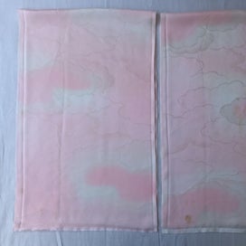 Listing 20 of 20 for Vintage Pink Woven Cloud Japanese Silk Kimono Fabric Panels X2