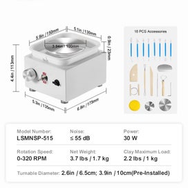 Listing 6 of 15 for Mini Pottery Wheel Electric Ceramic Wheel Machine 0-320RPM Speed White