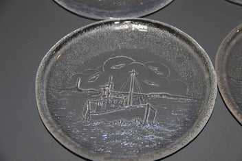 Listing 3 of 11 for Nybro Bohus Sweden Six Crystal Handmade Plates Boxed