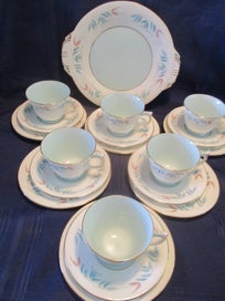 Listing 2 of 6 for Delightful AYNSLEY Bone China Tea Set – six trios/cake plate