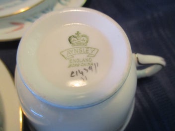 Listing 4 of 6 for Delightful AYNSLEY Bone China Tea Set – six trios/cake plate