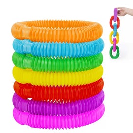 Listing 4 of 10 for Toy 12Pcs Pop Tubes Plastic Stretch Fidget Pop Fun Toys Sensory Stress Relief Ga