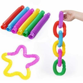 Listing 8 of 10 for Toy 12Pcs Pop Tubes Plastic Stretch Fidget Pop Fun Toys Sensory Stress Relief Ga