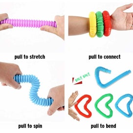 Listing 10 of 10 for Toy 12Pcs Pop Tubes Plastic Stretch Fidget Pop Fun Toys Sensory Stress Relief Ga