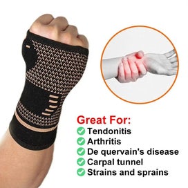 Listing 3 of 7 for New Copper Compression Gloves Sports Wrist Arthritis Gloves Elastic Palm Brace