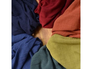 Listing 5 of 10 for 130x50cm Thin Solid Color Sand Washing Cotton Linen Cloth Slub Soft Fabric For