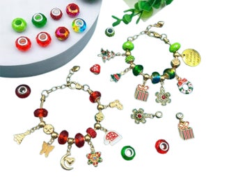 Listing 4 of 8 for 66PCS Christmas Charm Bracelet Kit Jewelry Making Supply DIY Bead Set Xmas Gift