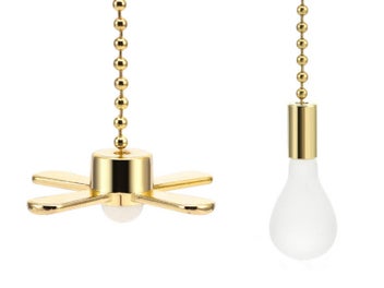 Listing 2 of 4 for Ceiling Fan Light Bulb Pull Chain Beaded Ball Extension Connector Decor Gold