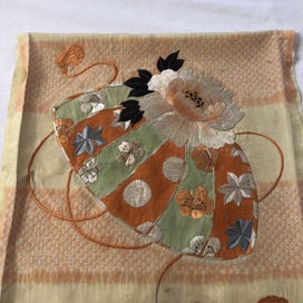 Listing 6 of 18 for Vintage Japanese Embroidered Silk Panel Fabric Piece Hand Dyed Shibori