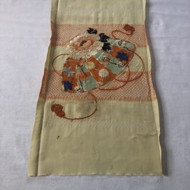 Listing 7 of 18 for Vintage Japanese Embroidered Silk Panel Fabric Piece Hand Dyed Shibori