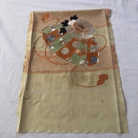 Listing 12 of 18 for Vintage Japanese Embroidered Silk Panel Fabric Piece Hand Dyed Shibori
