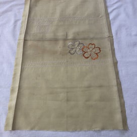 Listing 6 of 9 for Japanese Vintage Silk Panel Embroidered Flowers Fabric Piece Sewing Crafts
