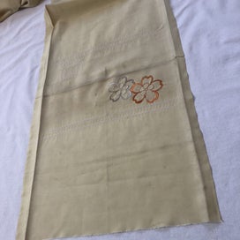 Listing 8 of 9 for Japanese Vintage Silk Panel Embroidered Flowers Fabric Piece Sewing Crafts
