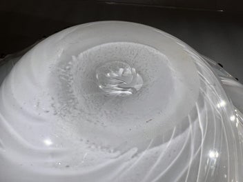 Listing 2 of 10 for Vintage Large Opalescent Art Glass Bowl with Applied Red Glass Detail