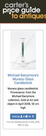 Listing 15 of 15 for Huge Murano Glass 1970s Luigi Mellara Candle Holder (Michael Barrymore col)