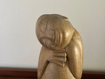 Listing 2 of 8 for Vintage Balinese Hand Carved Wood Sleeping Lady Sculpture