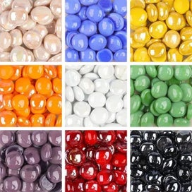 Listing 7 of 10 for 80g/2.82oz 15-25mm Translucent Glass Beads Flat Round Mosaic Tiles For DIY Art