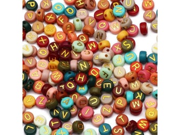 Listing 3 of 10 for Mixed Letter Acrylic Beads Round Flat Loose Spacer Alphabet Beads For Jewelry