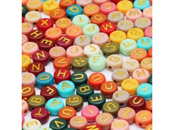 Listing 7 of 10 for Mixed Letter Acrylic Beads Round Flat Loose Spacer Alphabet Beads For Jewelry