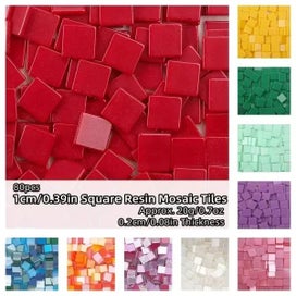 Listing 3 of 10 for 80pcs(Approx. 20g/0.7oz) 1cm/0.39in Square Resin Mosaic Tiles 0.2cm/0.08in