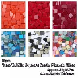 Listing 4 of 10 for 80pcs(Approx. 20g/0.7oz) 1cm/0.39in Square Resin Mosaic Tiles 0.2cm/0.08in