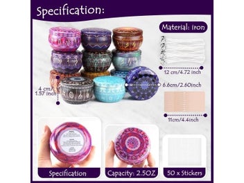 Listing 5 of 9 for 8/12PCS Empty Tinplate Box Tins Cans Candle Jars Making Kit