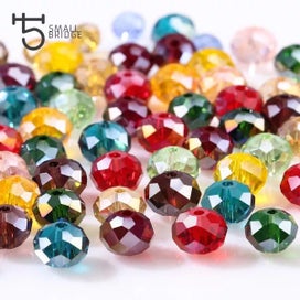Listing 3 of 10 for 4 6 8mm Czech Rondelle Crystal Beads AB Color Faceted Glass Spacer Beads For