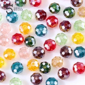 Listing 4 of 10 for 4 6 8mm Czech Rondelle Crystal Beads AB Color Faceted Glass Spacer Beads For