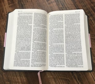 Listing 2 of 3 for The One Year Bible Slimline Leather like Pink