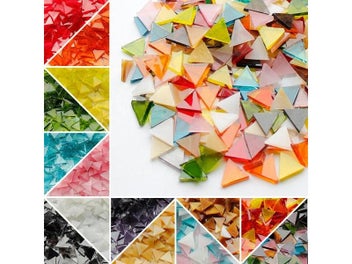 Listing 3 of 10 for 50g Clear Glass Triangular Mosaic Tiles For DIY Home Wall Decoration