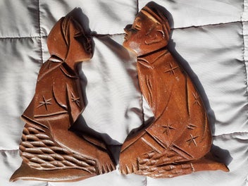 Listing 2 of 13 for Carved Wooden Asian Couple