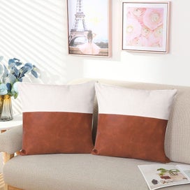 Listing 2 of 3 for Vegan Leather Throw Pillow Covers - 2pack