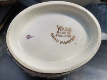 Listing 8 of 15 for Rare vintage Wade England tea set, ivory and gold grapevine , creamer sugar