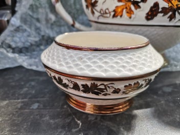 Listing 13 of 15 for Rare vintage Wade England tea set, ivory and gold grapevine , creamer sugar