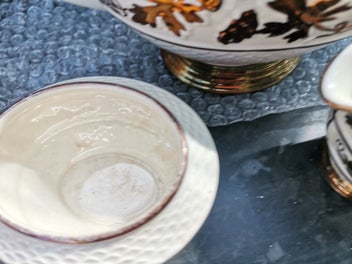 Listing 14 of 15 for Rare vintage Wade England tea set, ivory and gold grapevine , creamer sugar