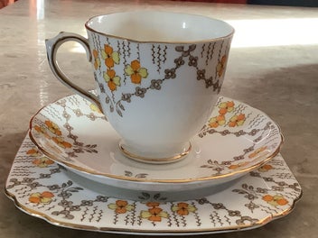 Listing 1 of 14 for 3 Pcs Cup & saucers Plant Tuscan 1930s FINE ENGLISH BONE CHINA, Made in England