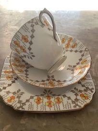 Listing 2 of 14 for 3 Pcs Cup & saucers Plant Tuscan 1930s FINE ENGLISH BONE CHINA, Made in England