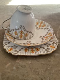 Listing 4 of 14 for 3 Pcs Cup & saucers Plant Tuscan 1930s FINE ENGLISH BONE CHINA, Made in England